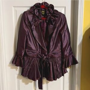 Satin Ruffled Blazer Jacket Blouse RICH